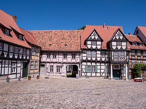 Häuser der Altstadt von Quedlinburg in Sachsen-Anhalt
