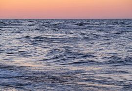 vagues agitées de la mer sous l'horizon du soir I