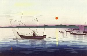 Boten en ondergaande zon, Ohara Koson (1900 - 1936) van Atelier Liesjes