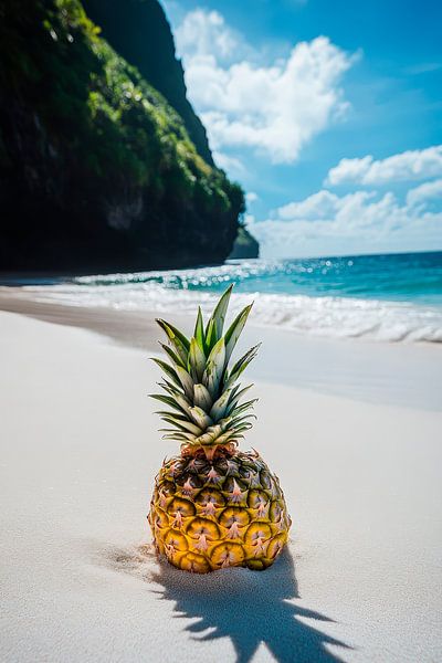 Ananas am Strand – Tropischer Urlaubstraum von Poster Art Shop