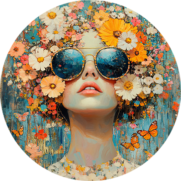 Zonnebril Bloemen | Vrouw Zonnebril Bloemen van Blikvanger Schilderijen