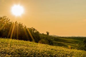 Romantischer Sonnenuntergang über dem Spielfeld