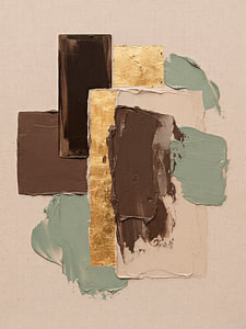 Modern Abstract in goud en aardetinten met dikke verf (Impasto)