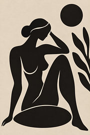 Henri Matisse-Inspired Black Nude Woman – Abstract Female Silhouette & Organic Cutout Art by Timeless Artworks