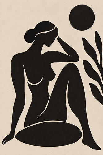 Von Henri Matisse inspirierte schwarze nackte Frau – Abstrakte weibliche Silhouette & e organische Cutout-Kunst