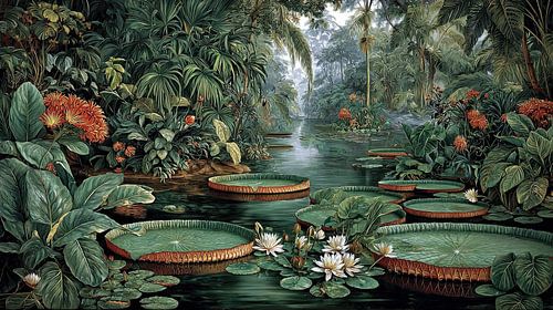 Victoria lelieblad in het Amazone regenwoud