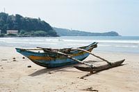 Fishing boat on the beach in Galle, Sri Lanka