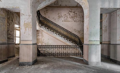 Stairs in an abandoned psychiatric hospital