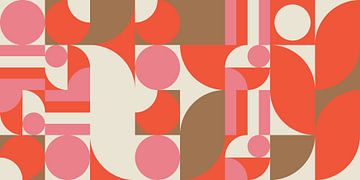 Retro geometrie in roze, oranje, bruin en wit van Dina Dankers