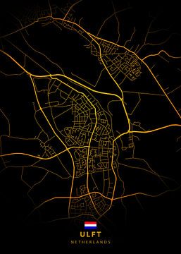 Stadsplattegrond Ulft Modern Zwart Goud van Kenda Maruyama