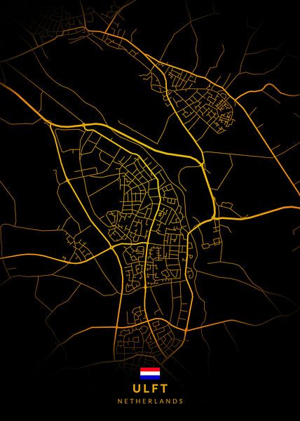 Ulft City Map Modern Black Gold by Kenda Maruyama