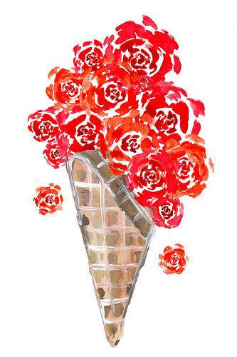 Red Roses Ice Cream Waffle
