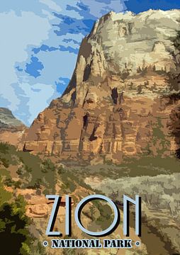 Vintage poster, Zion National Park, Utah, Amerika van Discover Dutch Nature