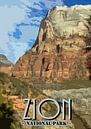 Vintage poster, Zion National Park, Utah, Amerika van Discover Dutch Nature thumbnail