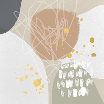 Abstracte pastel vormen. Minimalistisch in oudroze, geel, goud, beige, wit, grijs