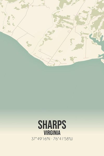 Vintage map of Sharps (Virginia), USA. by Prints of Place