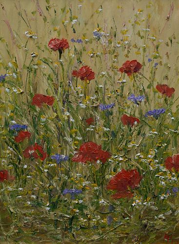 Ausdrucksstarkes Mohnblumen-Gemälde mit leuchtenden Rottönen