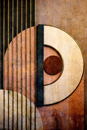 Abstract geometric art in Japandi style with paint texture. by Jelena Jovanovic Fine Art