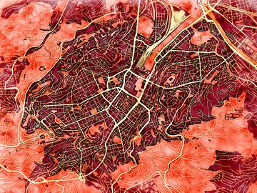 Karte von Stuttgart im stil 'Amber Autumn' von Maporia