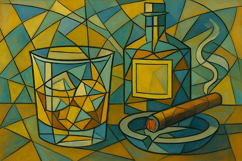 Peinture au whisky et au cigare. par Johannes