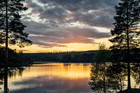 Betoverende zonsondergang aan het in het Zweedse Frederikberg