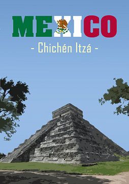 Vintage Poster,  Chichén Itzá, Mexico van Discover Dutch Nature
