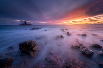Sunset over the Dramont and the Golden Island by Yannick Lefevre