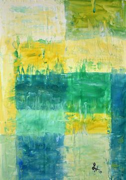 Squares X in yellow, green and white by elha-Art
