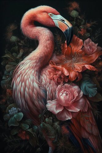 Flamingo im Blumenmeer