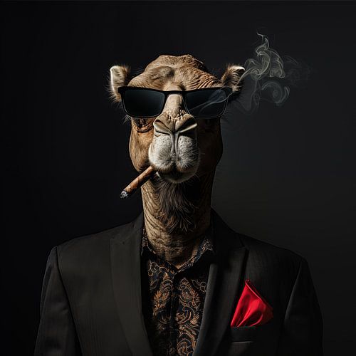 Kameel met sigaar en zonnebril