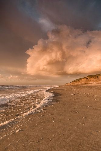 Sunset on the beach of Texel