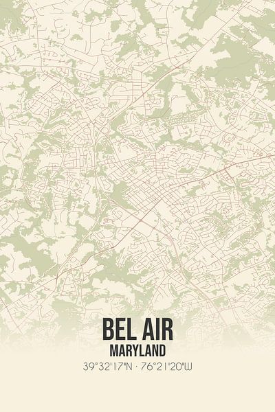 Vintage map of Bel Air (Maryland), USA. by Prints of Place