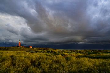 Texel lighthouse in the dunes during a stormy autumn moring by Sjoerd van der Wal Photography