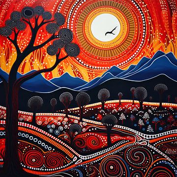 Vallei Aboriginal Stijl Schilderij van Virgil Quinn - Decorative Arts