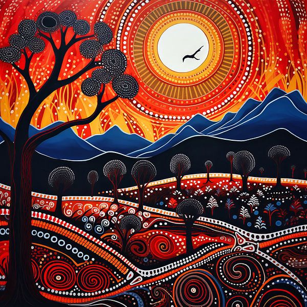 valley Aboriginal Style Painting by Virgil Quinn - Decorative Arts