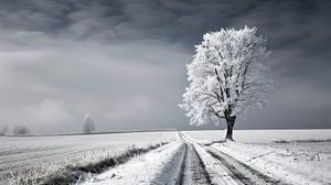Route avec arbre en hiver sur de-nue-pic