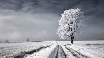 Straße mit Baum im Winter von de-nue-pic