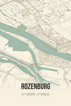Vintage map of Rozenburg (South Holland) by Rezona