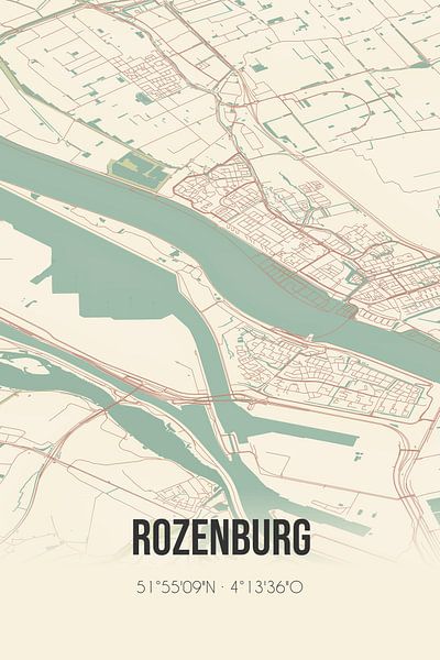 Vintage map of Rozenburg (South Holland) by Prints of Place