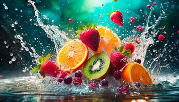 Fruit with drops of water
