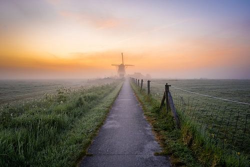 Sonnenaufgang an der Windmühle Koningslaagte von Kevin Oudman