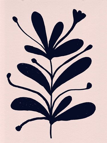 Botanische tuin. Zwarte bloem op beige.