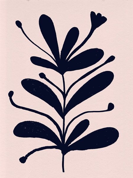 Botanical garden. Black flower on beige. by Dina Dankers
