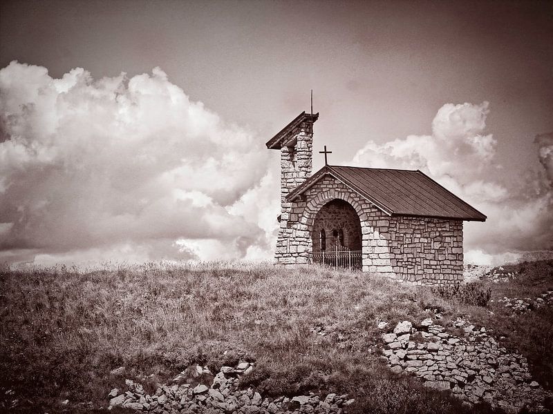 Church in the mountains near Lago di Garda by Eric van den Berg