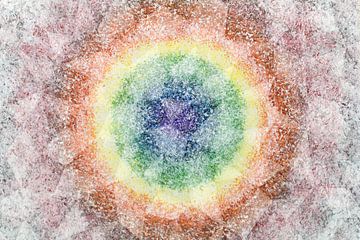 Abstracte mix van regenboogkleuren en grafisch patroon van Lisette Rijkers