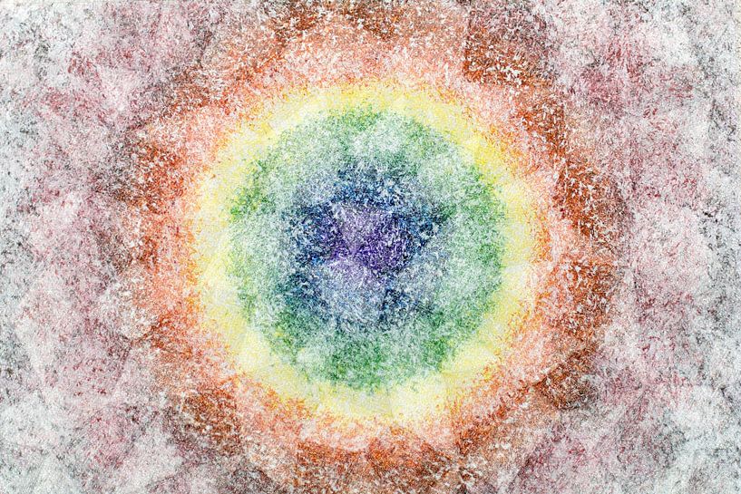 Abstracte mix van regenboogkleuren en grafisch patroon van Lisette Rijkers