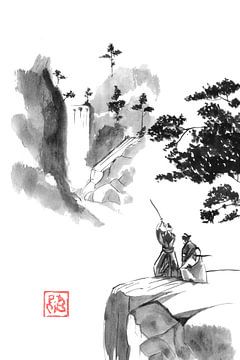 fight on the rock by Péchane Sumie