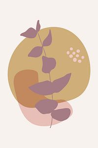 Modern boho botanical. Leaves in pastel colors no. 9 by Dina Dankers