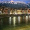 Innsbruck - Blick über die Inn zur Nordkette bei Nacht von t.ART