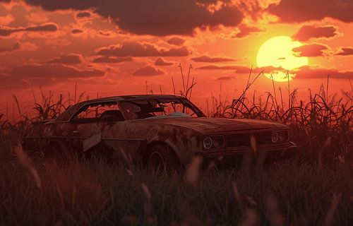 Lonely wreck in the twilight